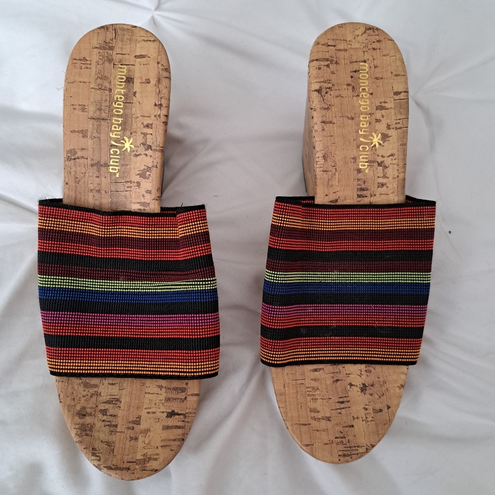 Rainbow Strap Slip On Sandals  - Women's- Size 8